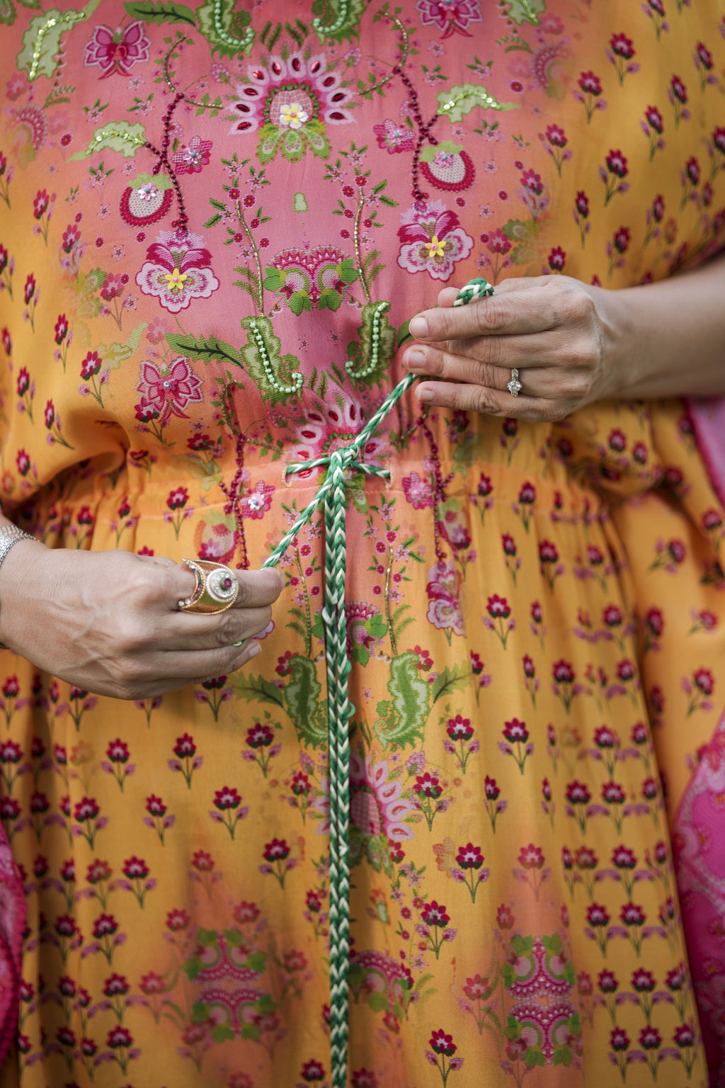 Tropical Charm Tie-Up Kaftan