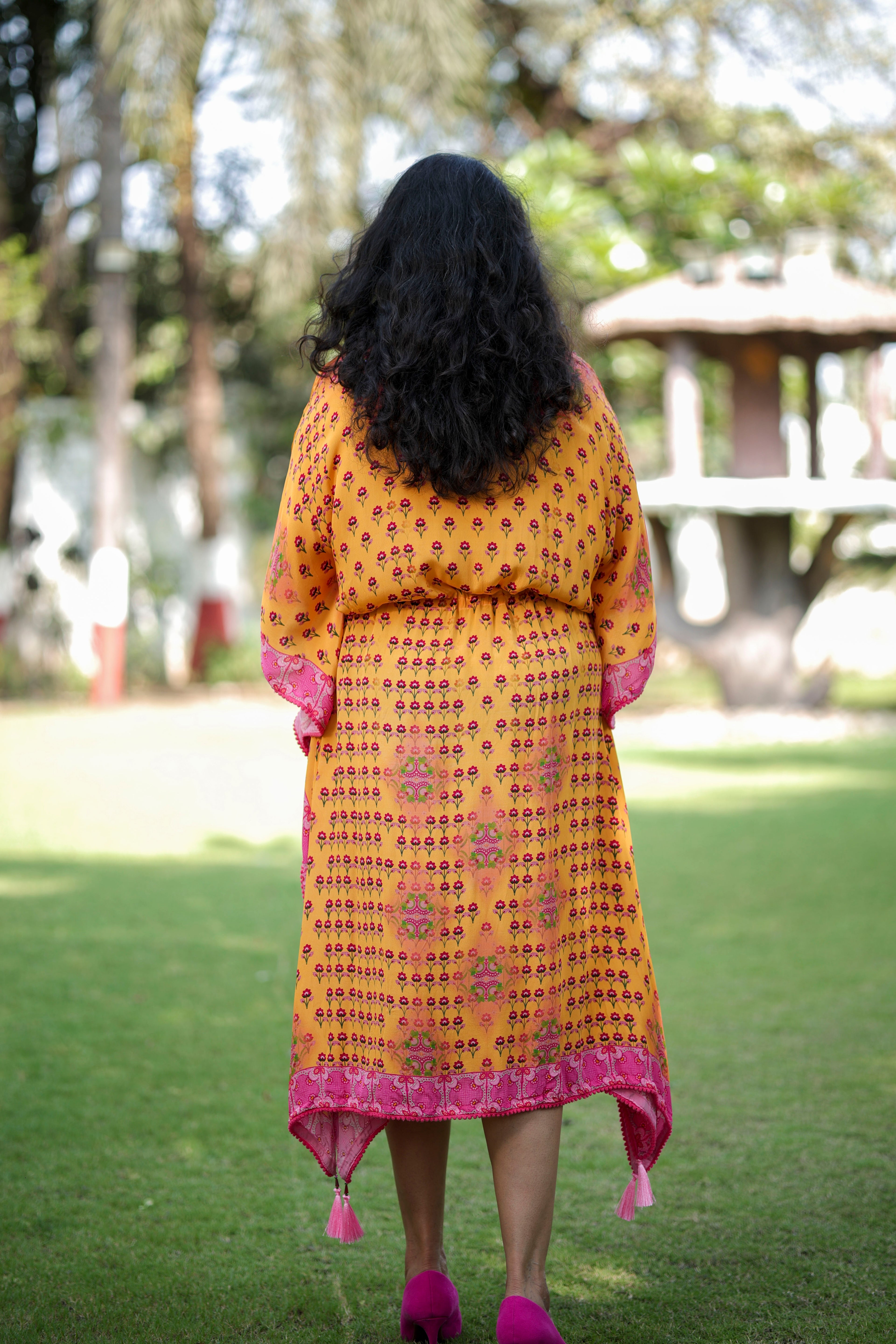 Tropical Charm Tie-Up Kaftan