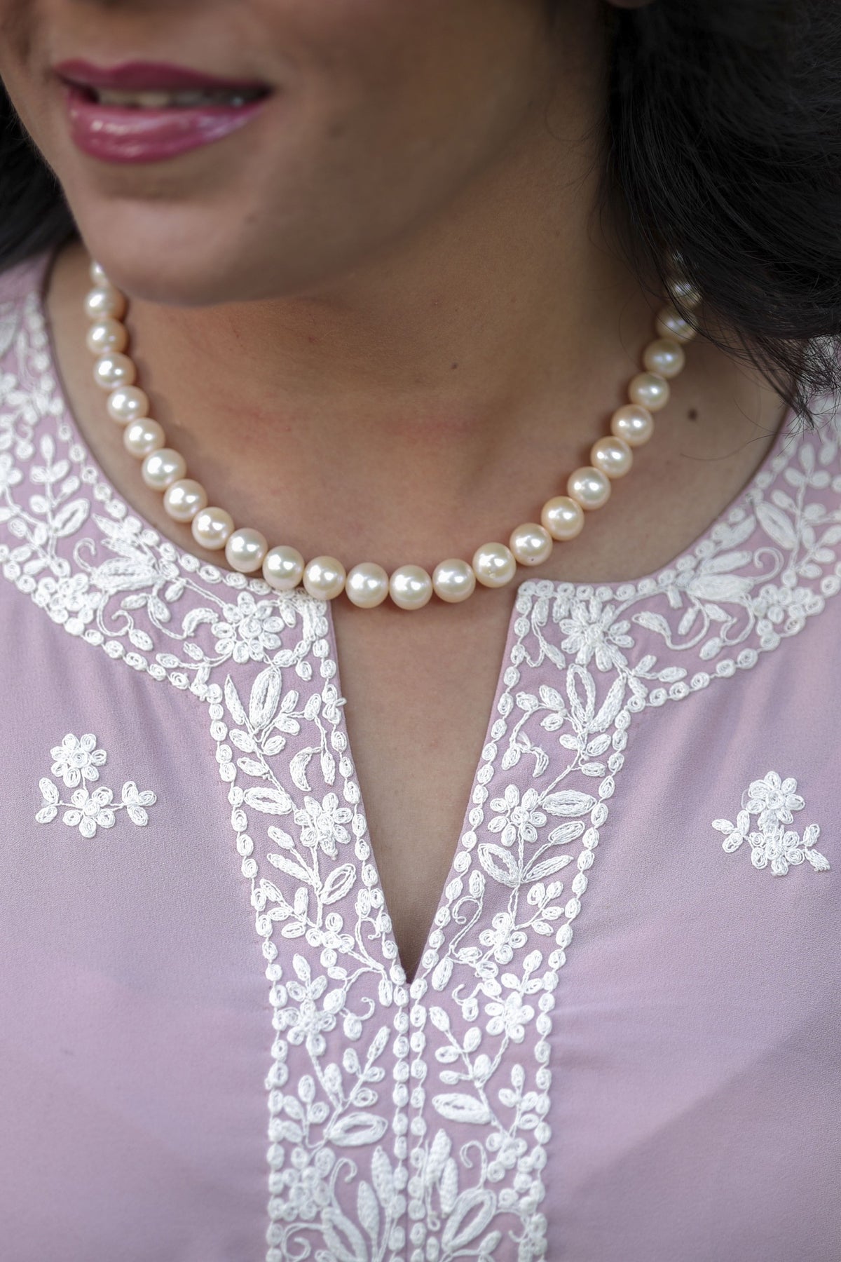 Blush Pink Embroidered Kaftan Set