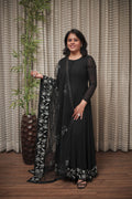Midnight Black Swarovski Embellished Anarkali
