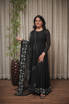 Midnight Black Swarovski Embellished Anarkali