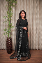 Midnight Black Swarovski Embellished Anarkali