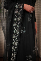 Midnight Black Swarovski Embellished Anarkali