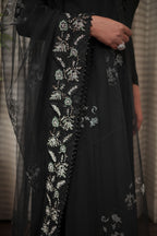 Midnight Black Swarovski Embellished Anarkali
