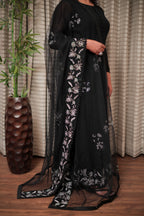Midnight Black Swarovski Embellished Anarkali