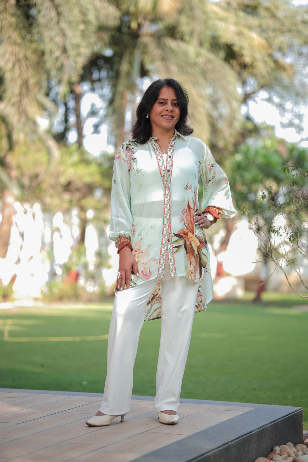 Pastel Garden Flow Tunic Top