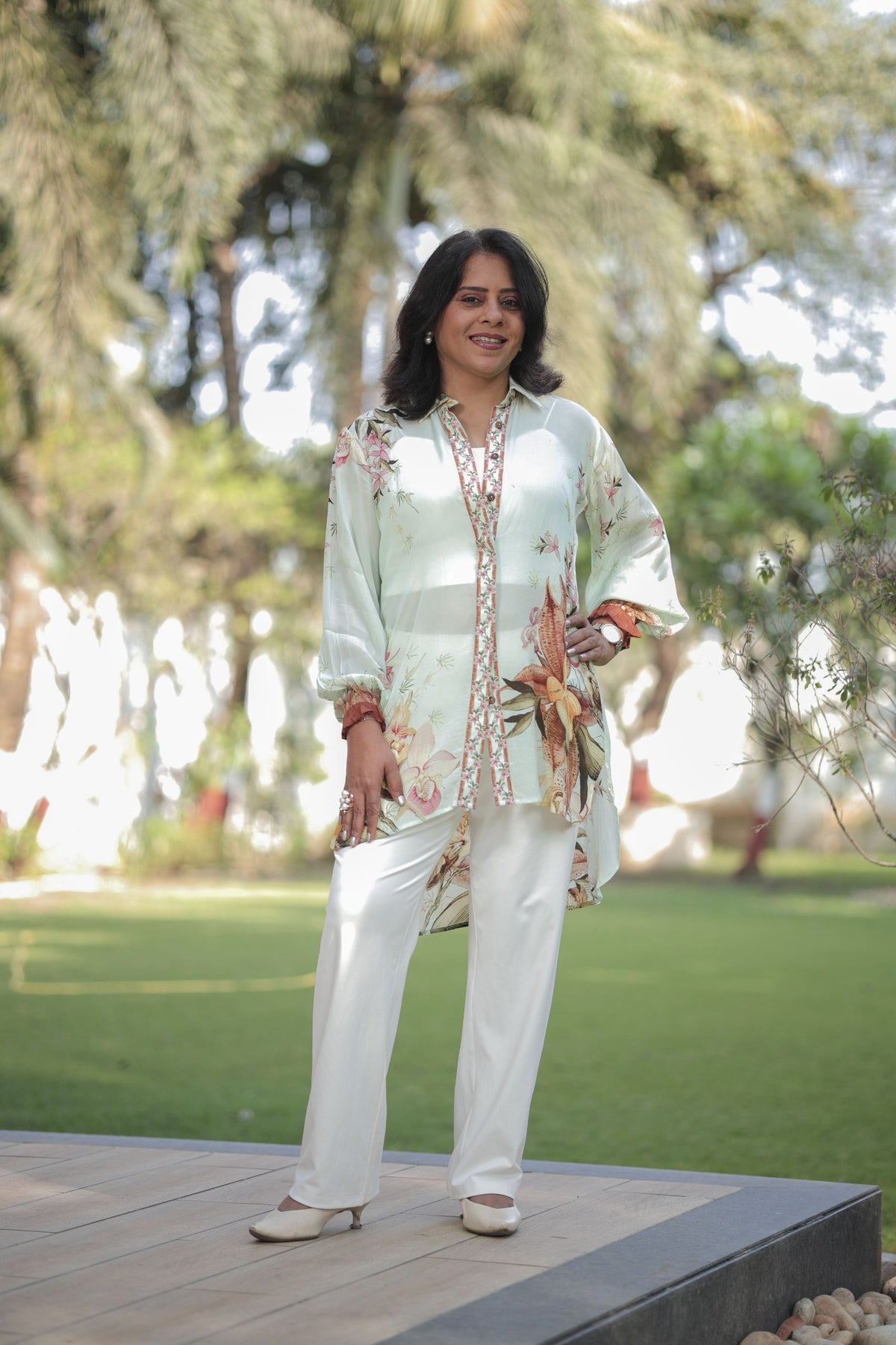 Pastel Garden Flow Tunic Top