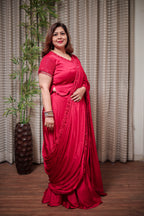 Elegant Red Ready-to-Wear Saree
