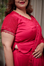 Elegant Red Ready-to-Wear Saree