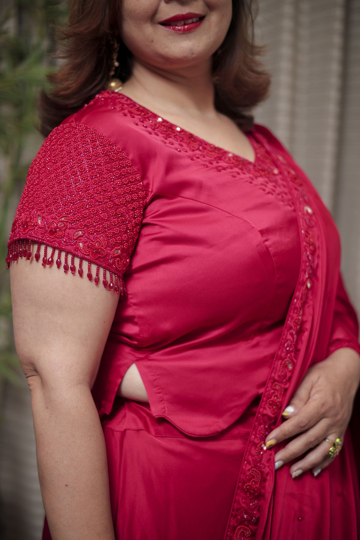 Elegant Red Ready-to-Wear Saree