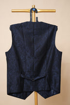 Men’s Navy Blue Floral Jacquard Waistcoat