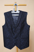 Men’s Navy Blue Floral Jacquard Waistcoat