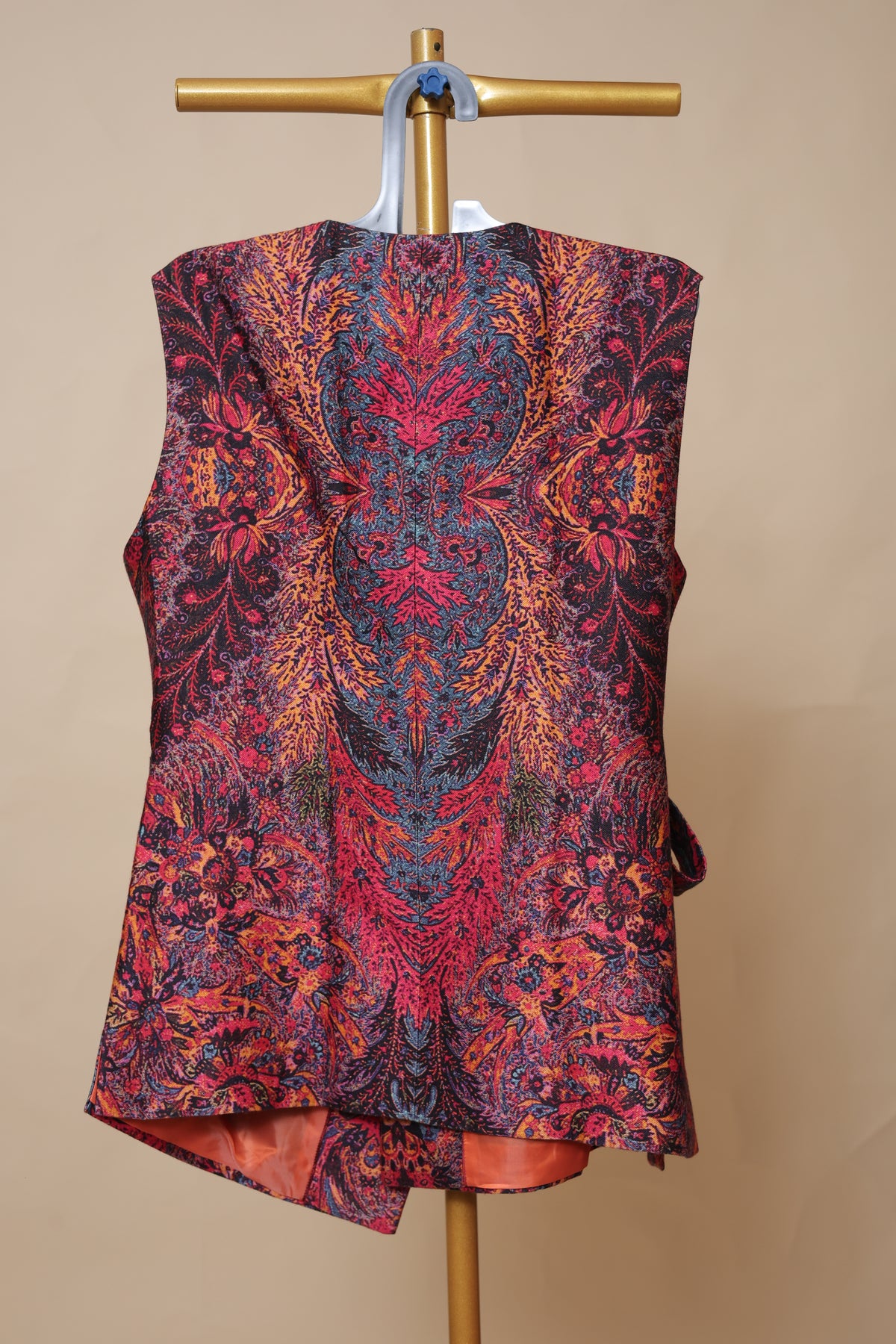 Men’s Multicolor Printed Waistcoat with Side Tie