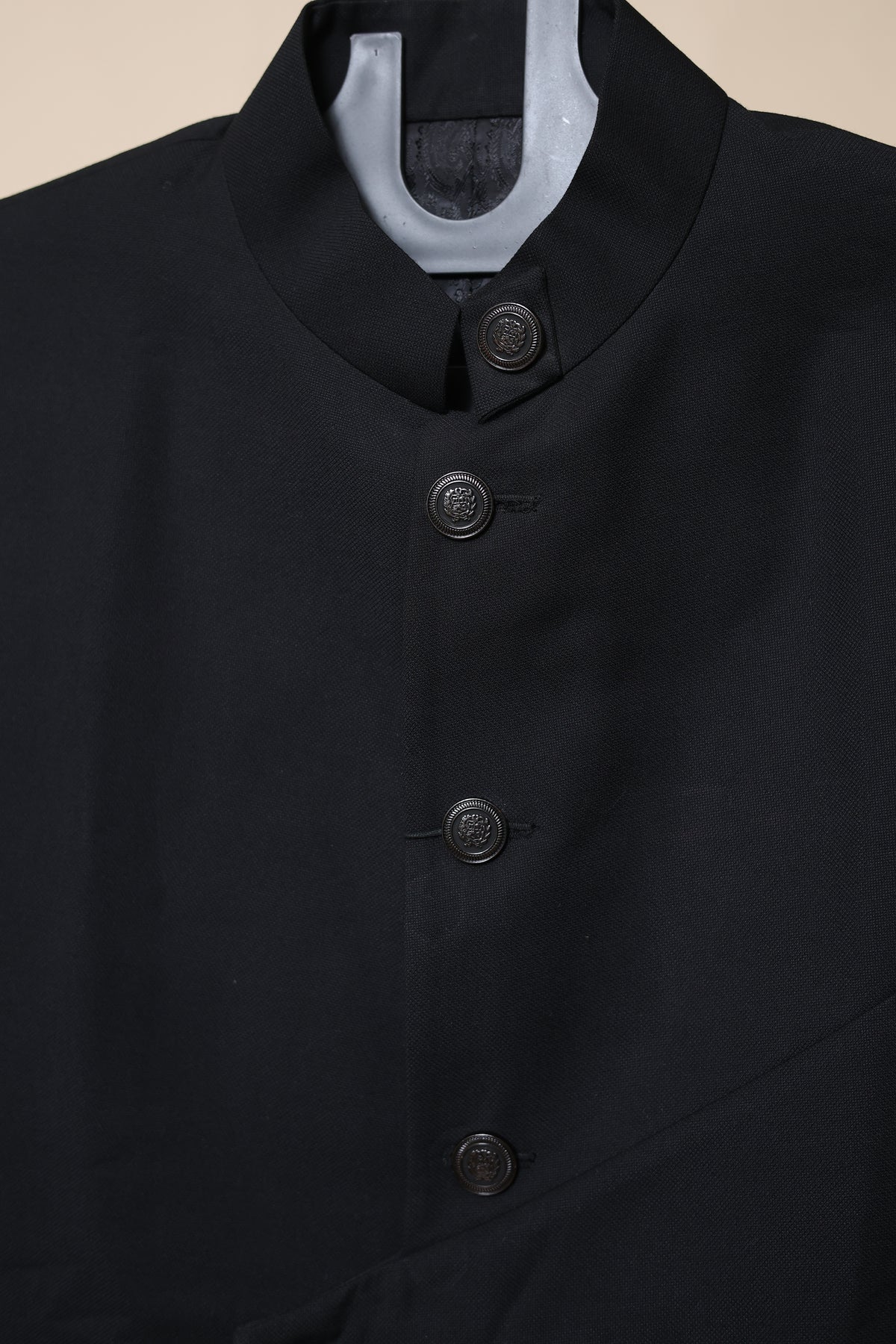 Men’s Black Bandhgala Jacket with Mandarin Collar
