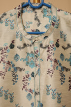 Men’s Beige Floral Printed Straight Kurta