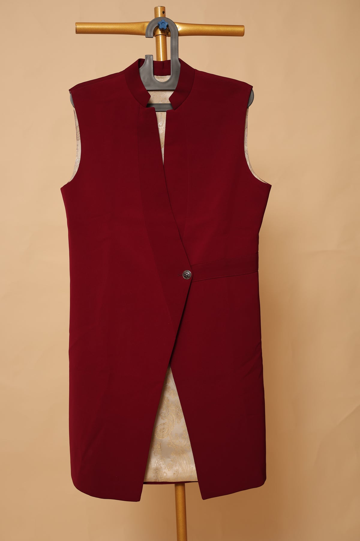 Men’s Maroon Asymmetric Designer Waistcoat