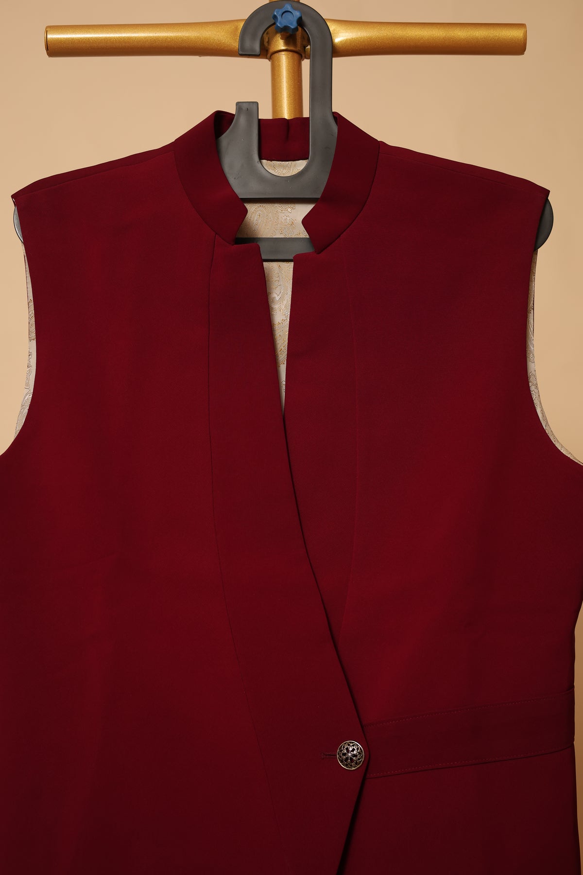 Men’s Maroon Asymmetric Designer Waistcoat