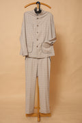 Men’s Beige Checked Ethnic Co-Ord Set