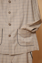 Men’s Beige Checked Ethnic Co-Ord Set