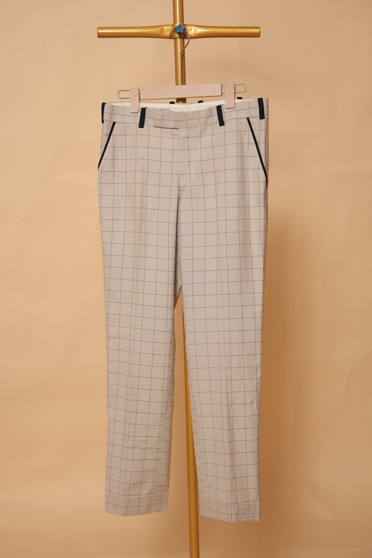 Men’s Beige Checked Ethnic Co-Ord Set