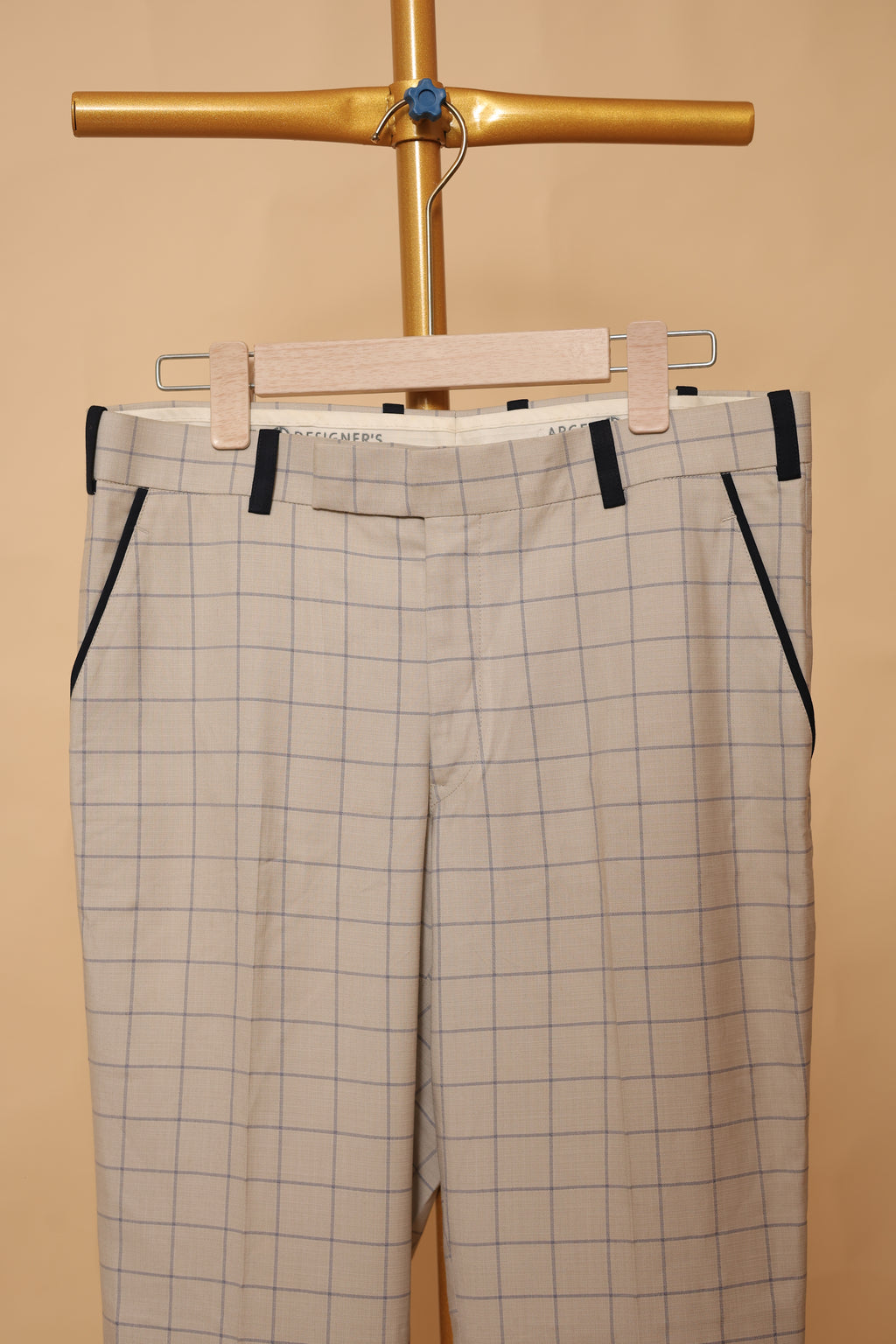 Men’s Beige Checked Ethnic Co-Ord Set