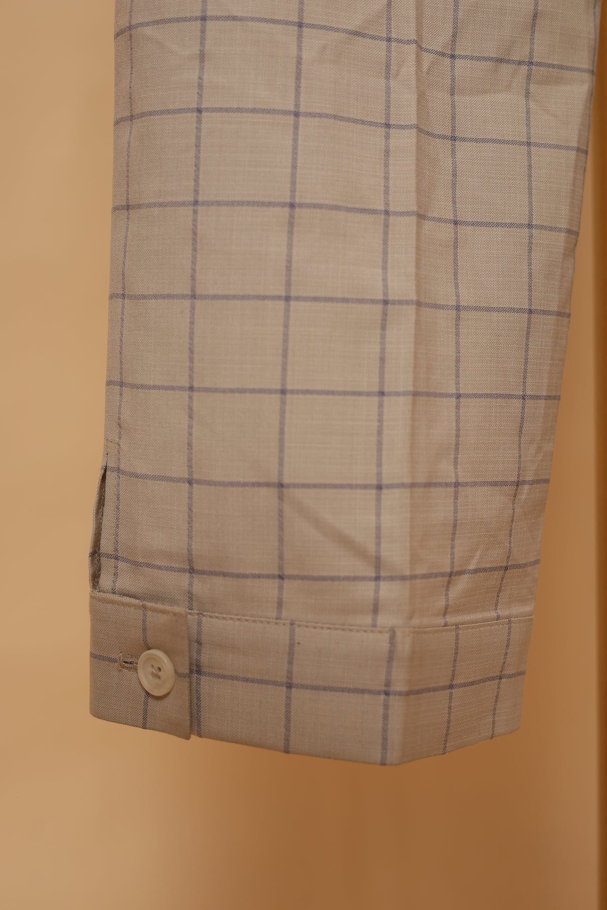 Men’s Beige Checked Ethnic Co-Ord Set
