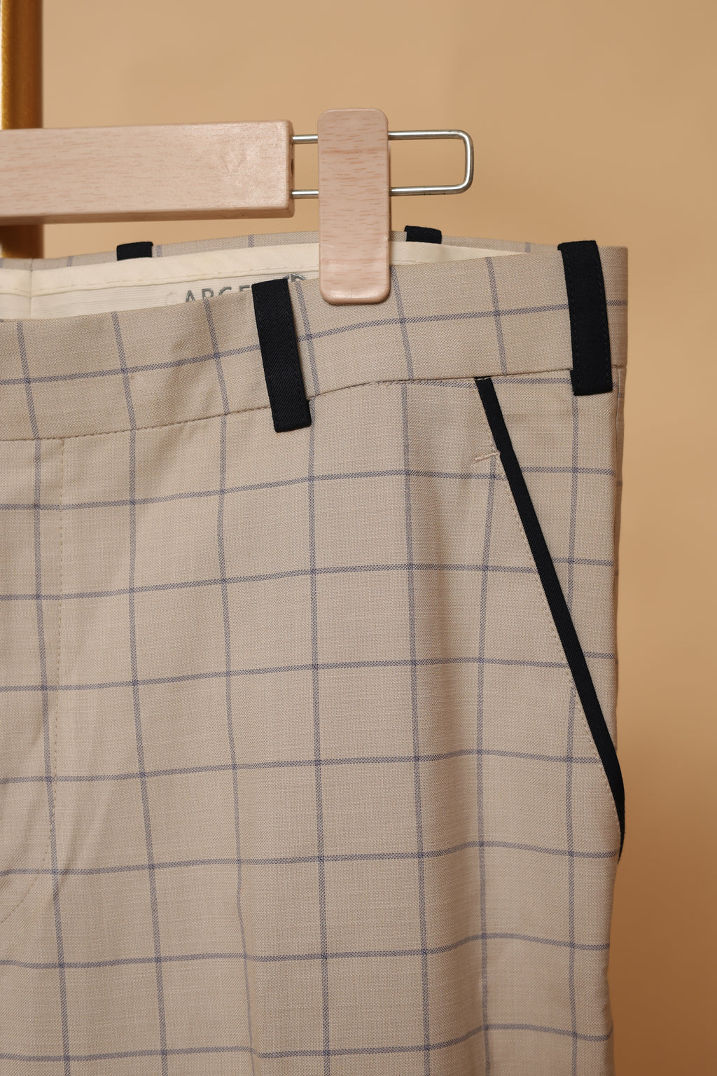 Men’s Beige Checked Ethnic Co-Ord Set
