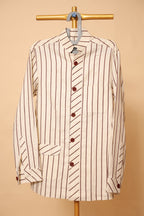 Men’s Cream & Brown Striped Designer Jacket