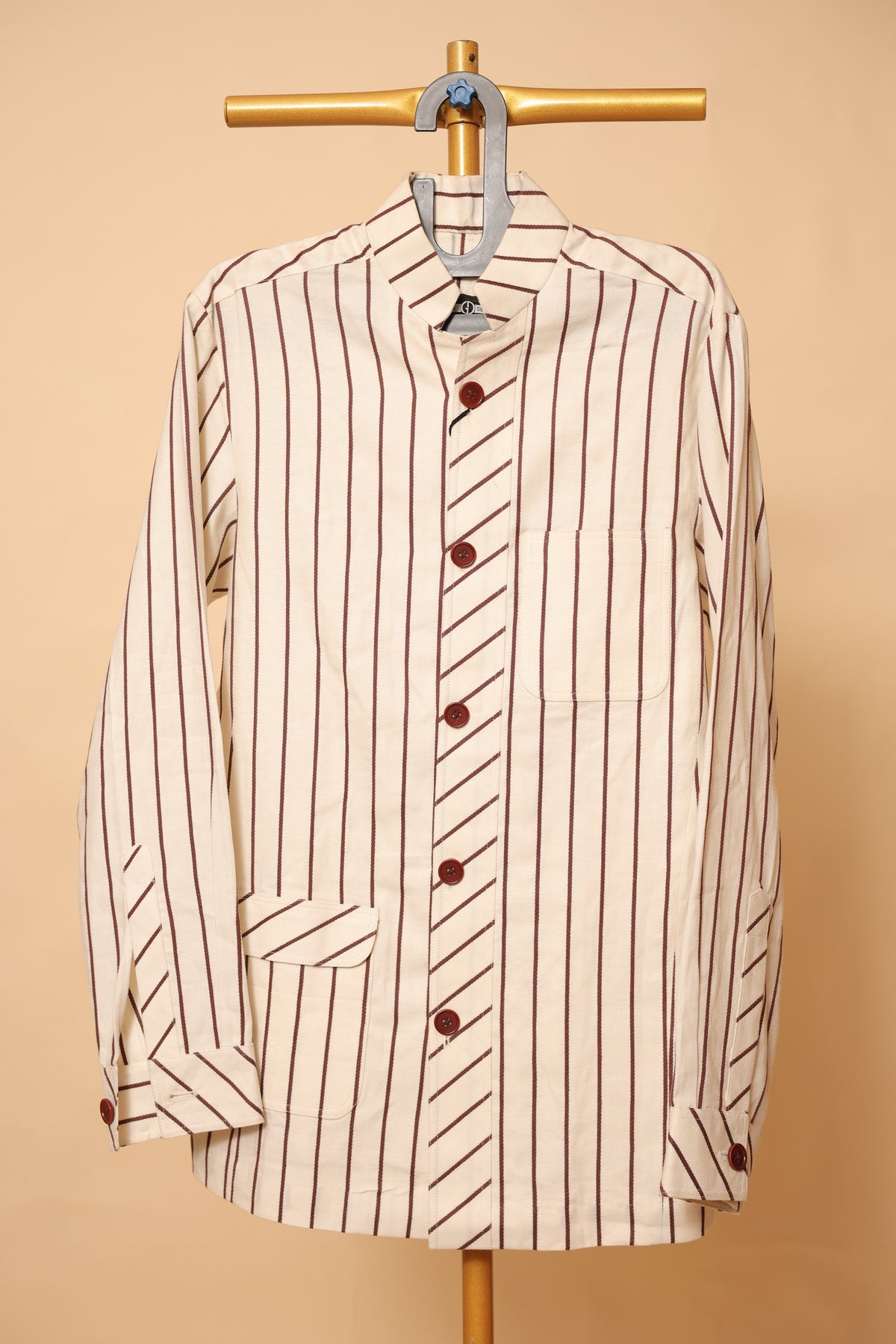 Men’s Cream & Brown Striped Designer Jacket