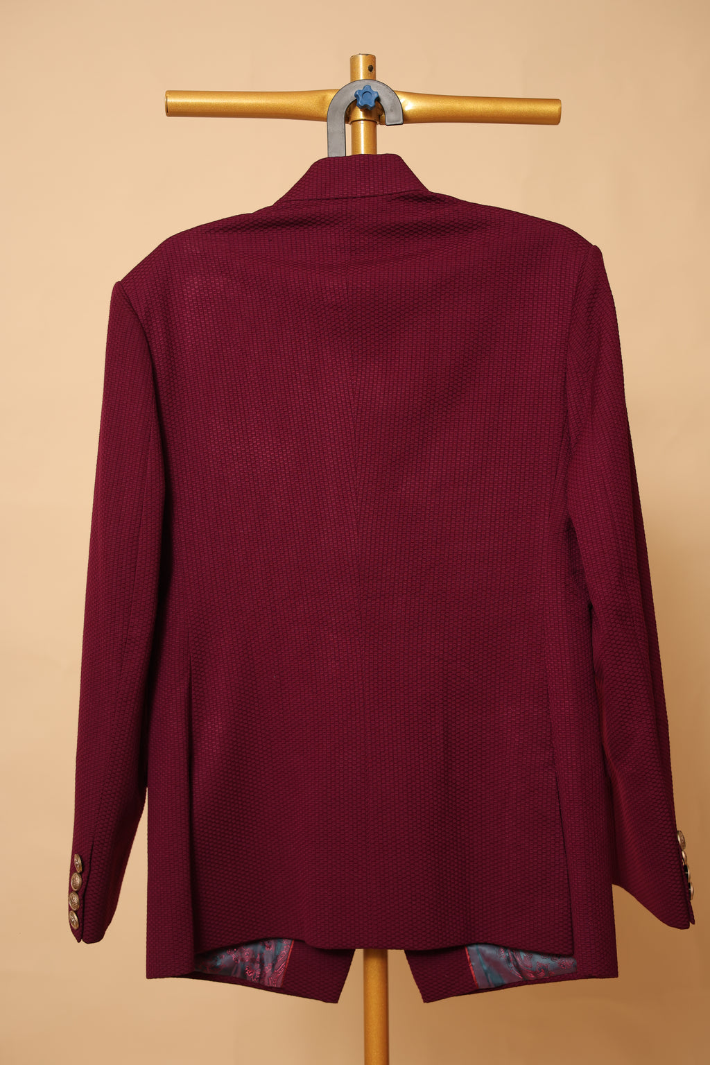 Men’s Maroon Textured Asymmetric Bandhgala Jacket
