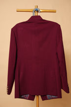 Men’s Maroon Textured Asymmetric Bandhgala Jacket