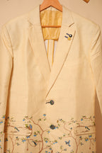 Men’s Cream Floral Printed Designer Blazer