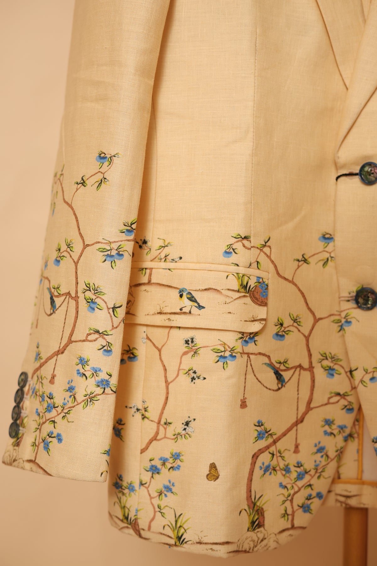 Men’s Cream Floral Printed Designer Blazer
