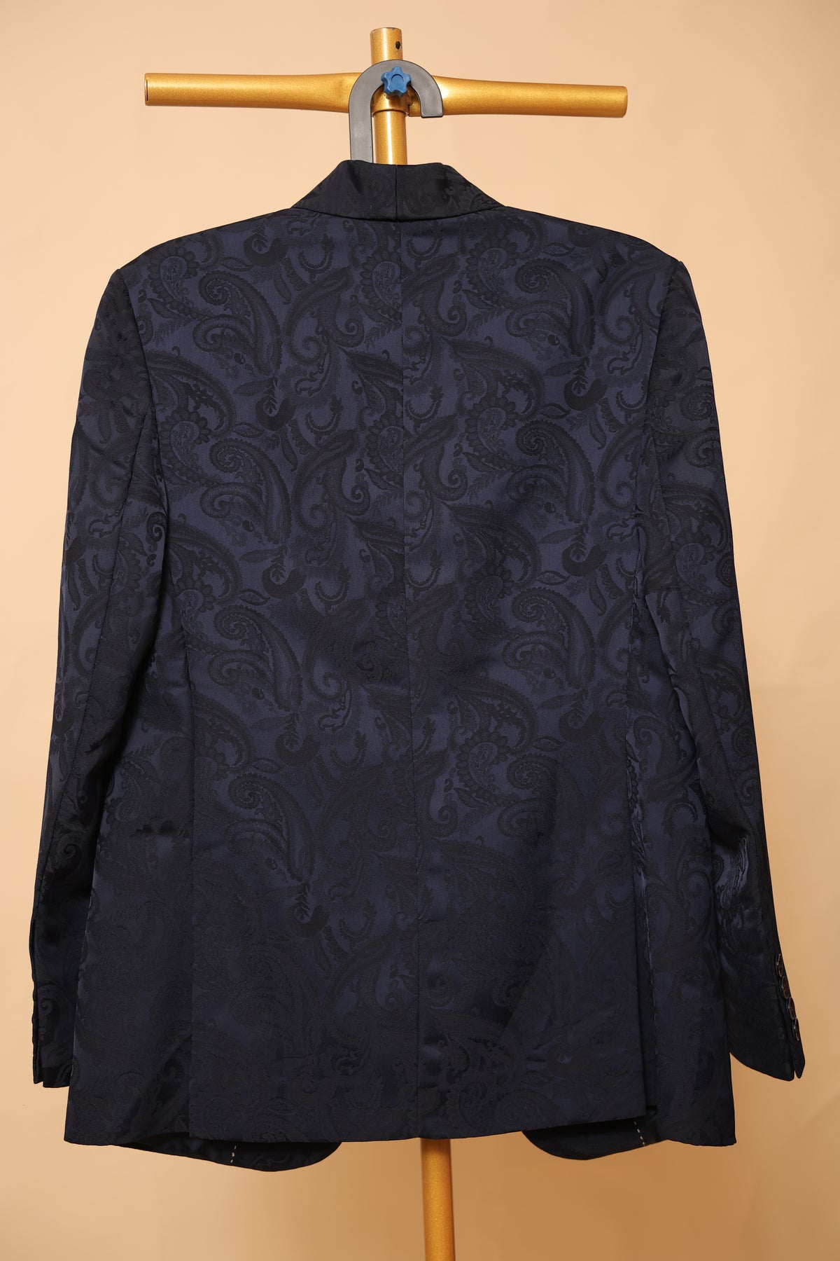 Men’s Navy Blue Paisley Pattern Designer Blazer