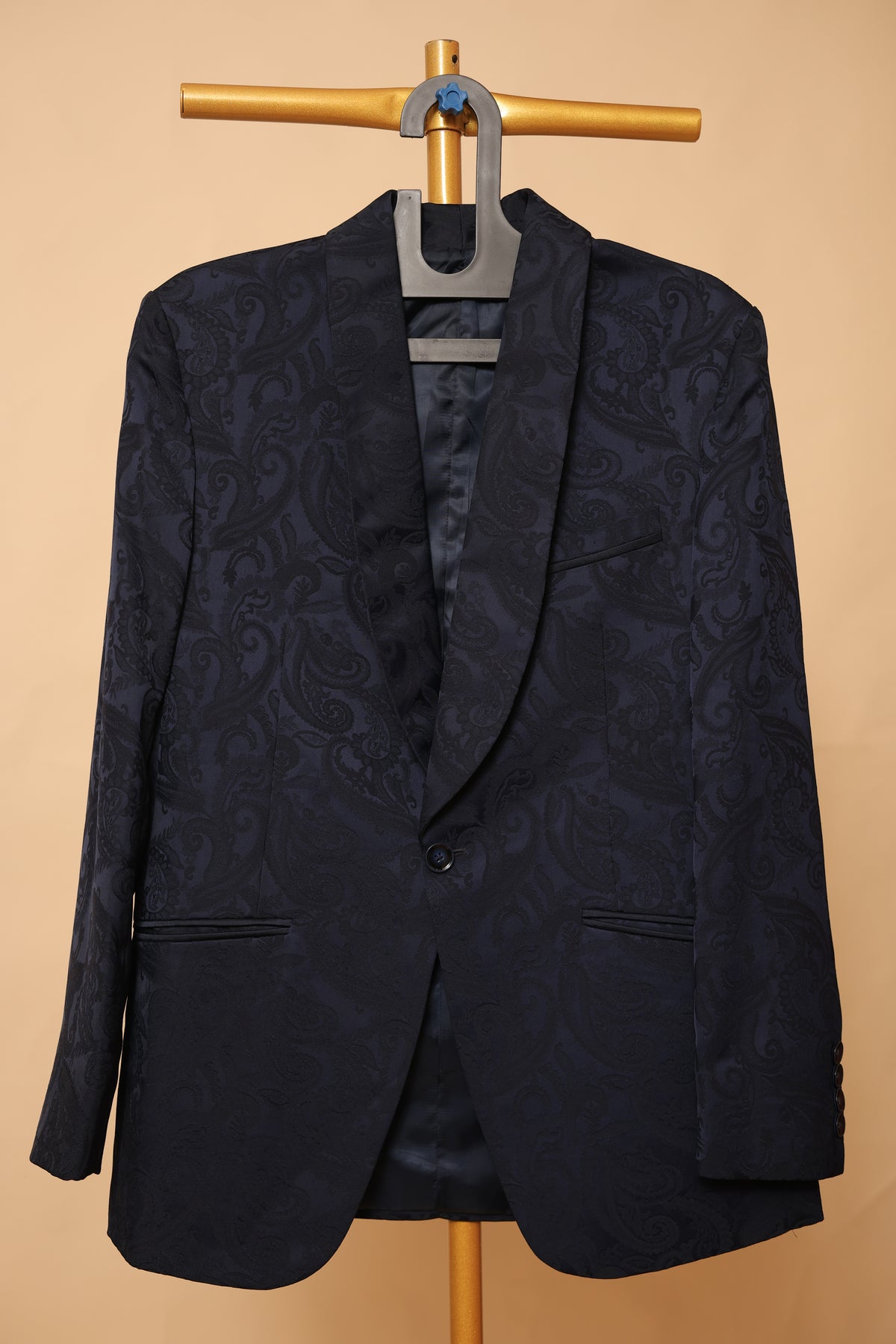 Men’s Navy Blue Paisley Pattern Designer Blazer