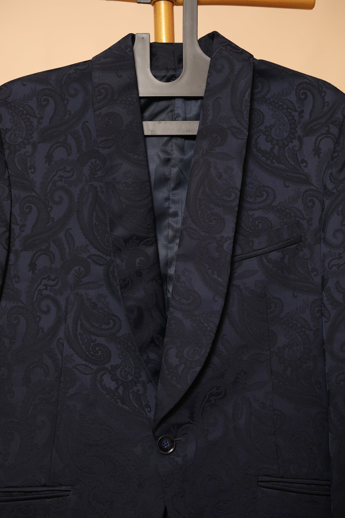 Men’s Navy Blue Paisley Pattern Designer Blazer