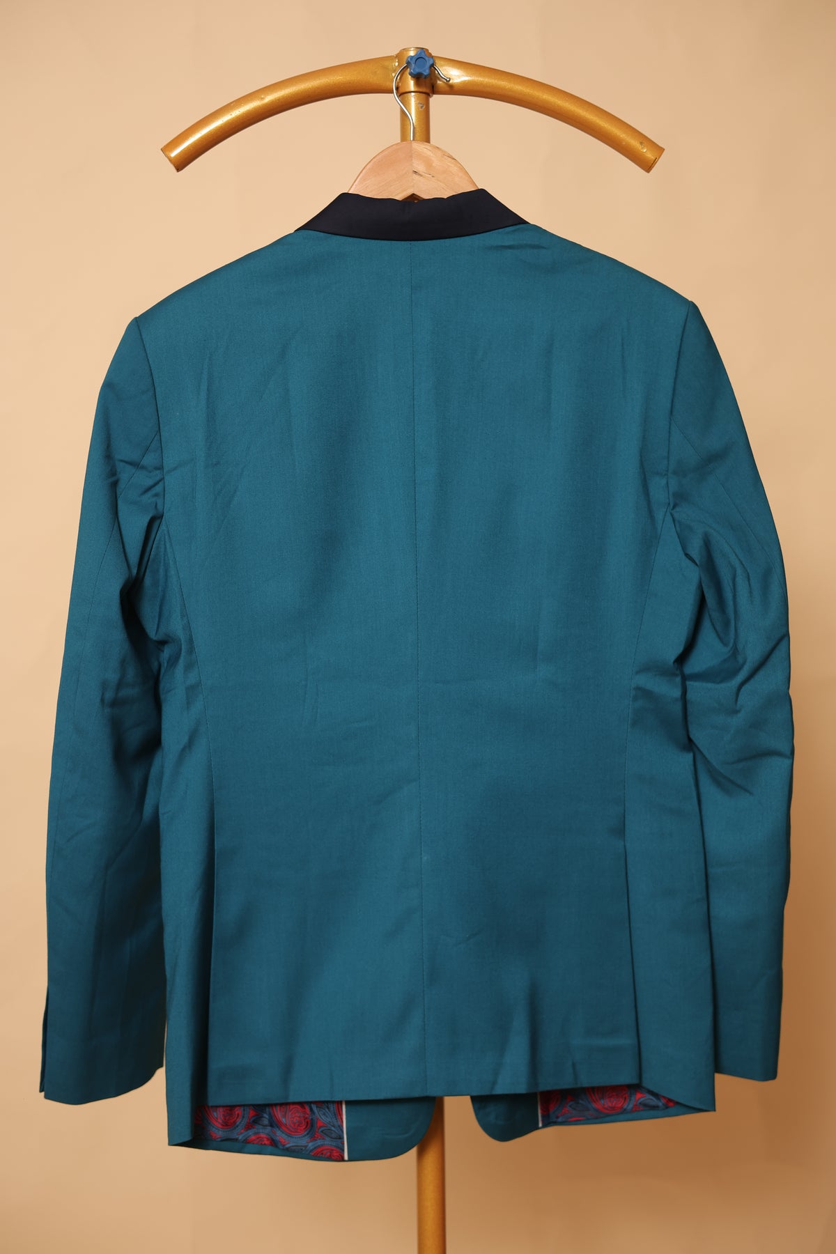 Men’s Teal Blue Contrast Lapel Designer Blazer