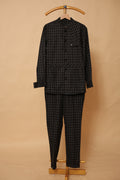 Men’s Black Windowpane Check Co-Ord Set