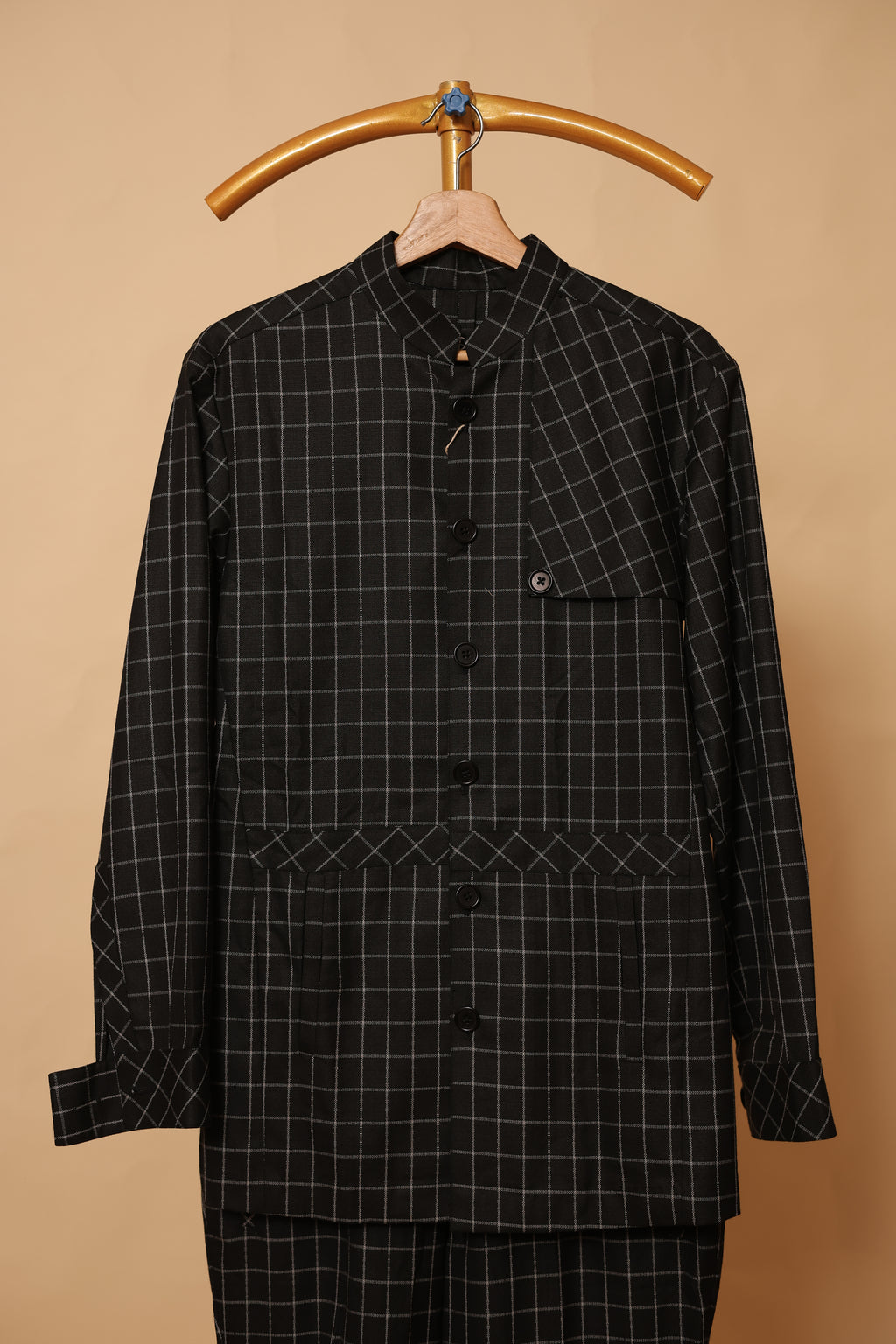 Men’s Black Windowpane Check Co-Ord Set