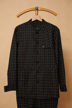 Men’s Black Windowpane Check Co-Ord Set