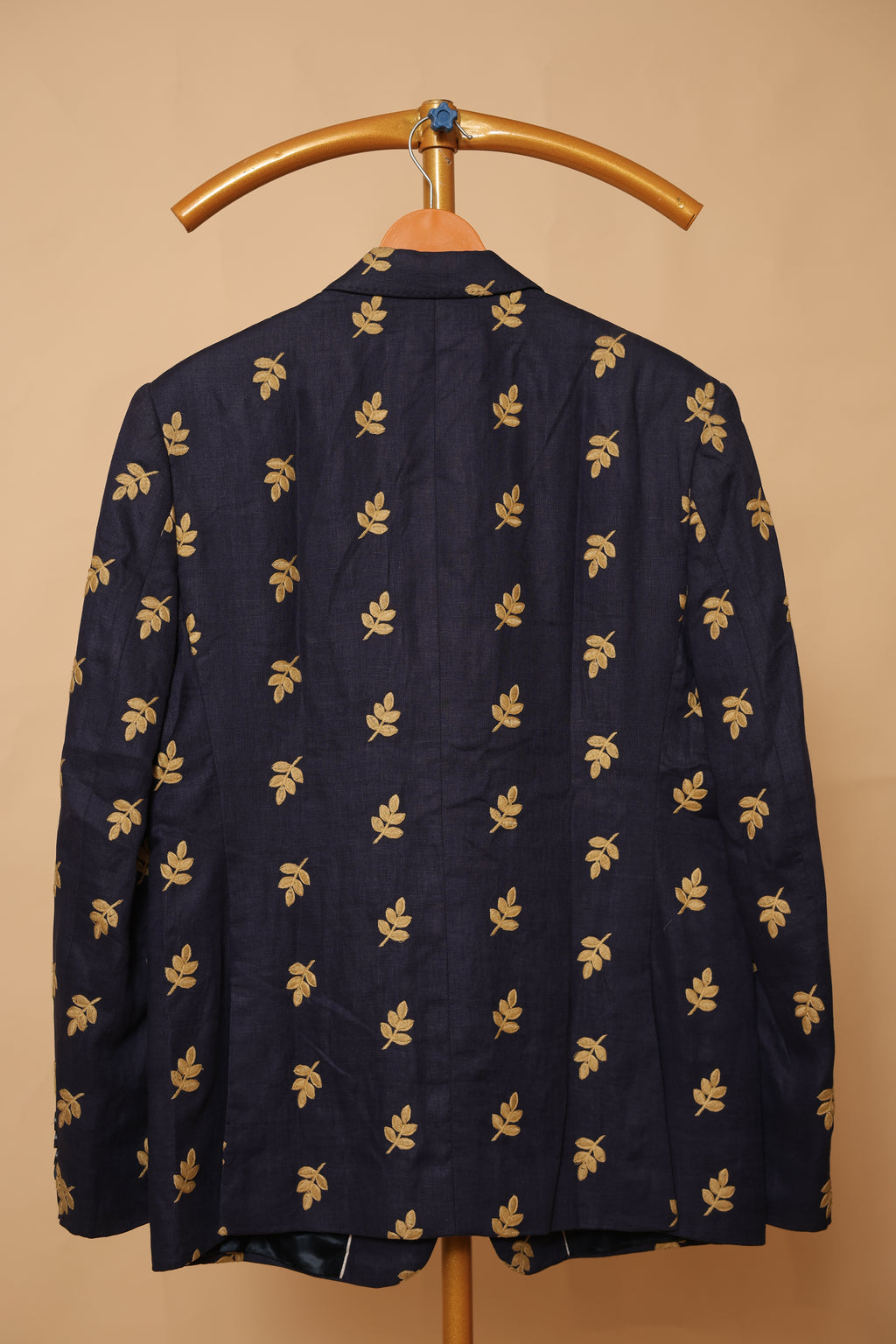 Men’s Midnight Blue Gold Leaf Designer Blazer