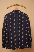 Men’s Midnight Blue Gold Leaf Designer Blazer