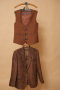 Men’s Rust Brown Textured Blazer & Waistcoat Set