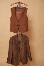 Men’s Rust Brown Textured Blazer & Waistcoat Set