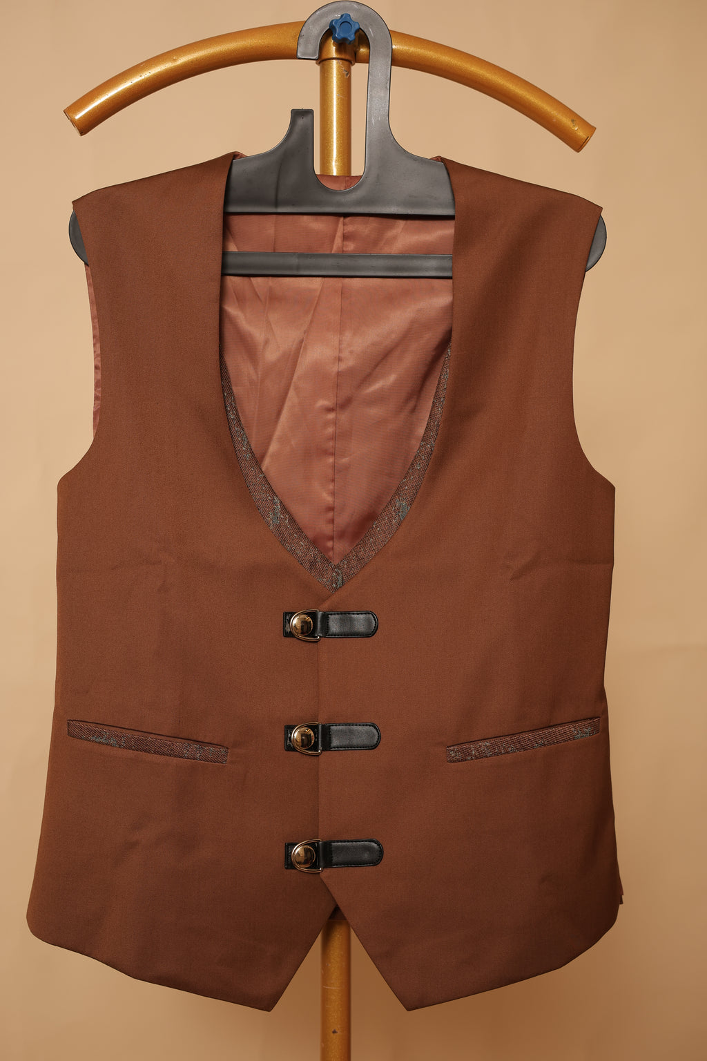 Men’s Rust Brown Textured Blazer & Waistcoat Set