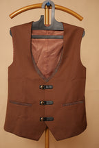 Men’s Rust Brown Textured Blazer & Waistcoat Set