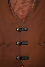 Men’s Rust Brown Textured Blazer & Waistcoat Set