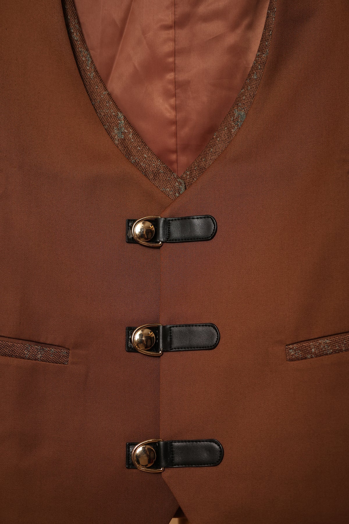 Men’s Rust Brown Textured Blazer & Waistcoat Set