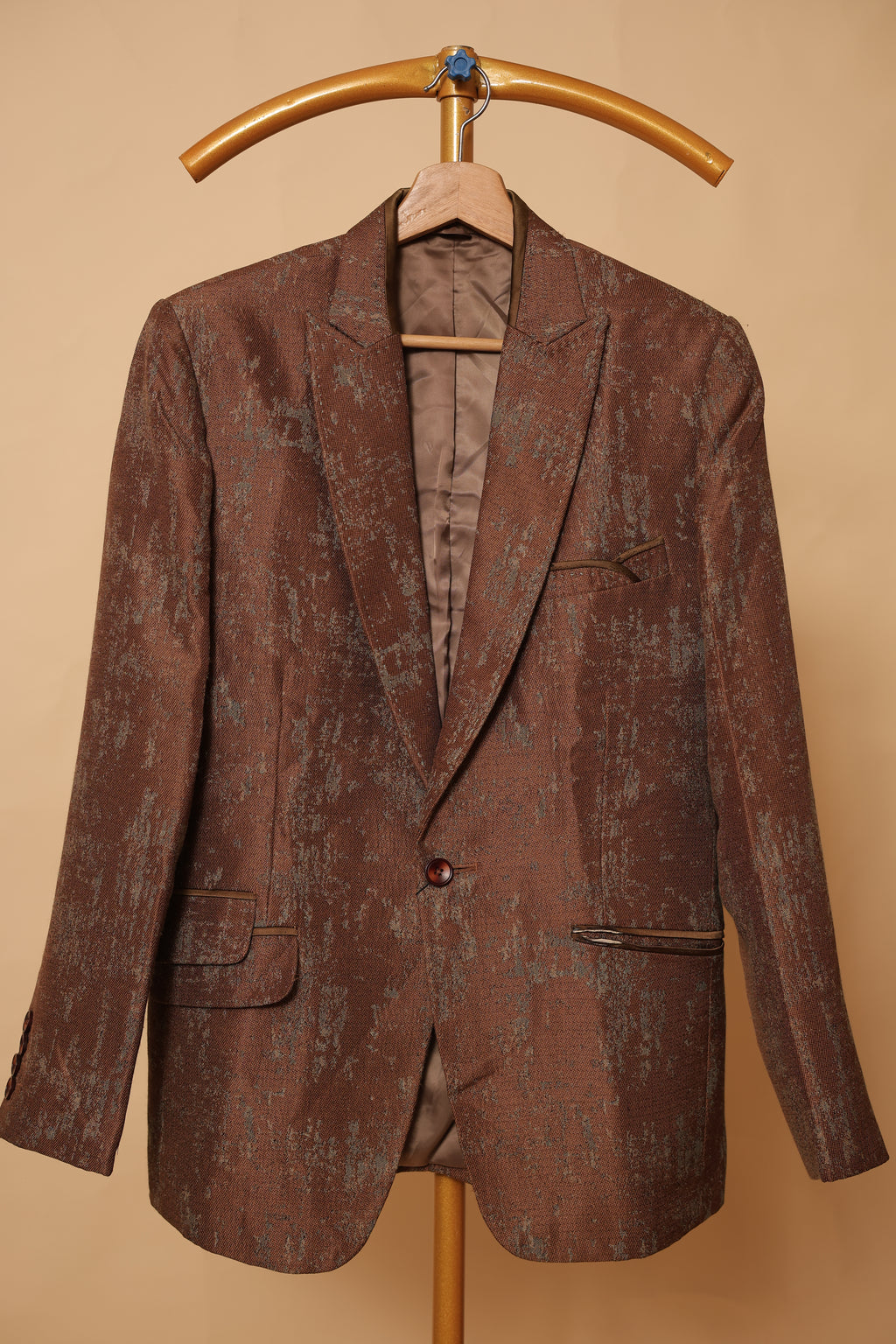 Men’s Rust Brown Textured Blazer & Waistcoat Set
