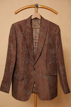 Men’s Rust Brown Textured Blazer & Waistcoat Set